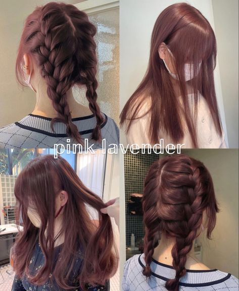 Full Hair Dye Ideas, Subtle Hair Dye Ideas, Pinkish Brown Hair, Hair Colors For Dark Hair, Rose Brown Hair, Lavender Hair Colors, Hair Inspiration Long, Korean Hair Color, Cute Hair Colors