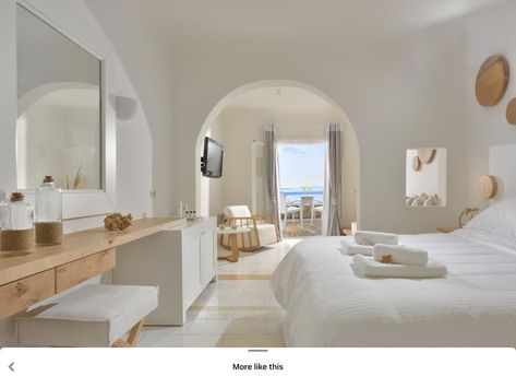 Greece House, Home Designs Exterior, Hotel Room Design, Stil Boho, Beach House Interior, Mediterranean Home, Private Beach, Saint John, Room Design Bedroom