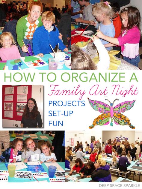 How to organize a family art night at your children's school School Family Night Ideas, School Family Night, Family Art Night, Family Night Ideas, Family Night Activities, Family Art Projects, Family Involvement, Parent Night, Parent Involvement