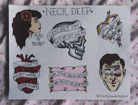 Neck Deep inspired flash - I could use this to inspire me to connect lyrics to my own designs. Deep Tattoo, Men Drawing, Punk Tattoo, Lion Tattoo Design, Vine Tattoos, Back Of Shoulder Tattoo, Flower Sleeve, Drawing Tattoo, Neck Deep