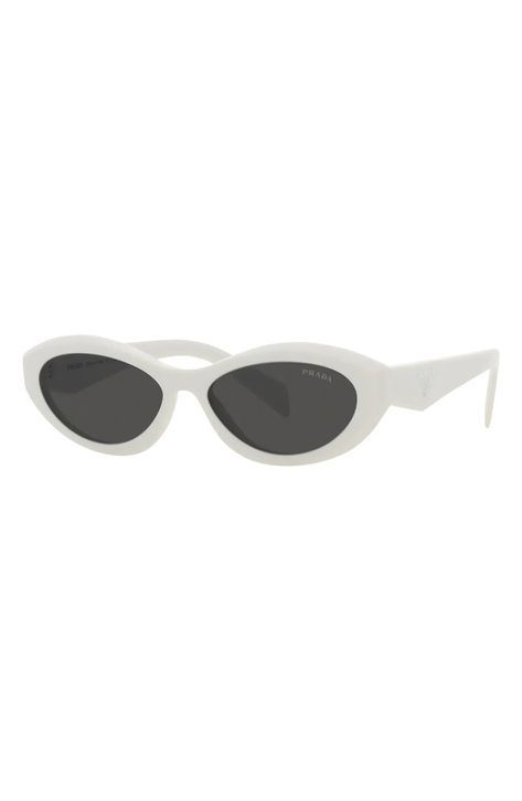 55mm Irregular Sunglasses | Nordstrom Prada Sunglasses White, White Prada Sunglasses, Prada Sunnies, Sunglasses White, Green Accessories, Prada Eyewear, Vacation Looks, Prada Sunglasses, Oval Sunglasses