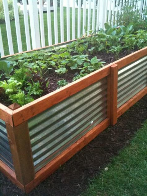 Finally! The idea I was looking for with elevated gardening beds. Much cheaper than galvanized tubs. Lowes here I come. Above Ground Garden, Raised Vegetable Gardens, Rustic Fence, Diy Raised Garden, Plants Growing, Raised Garden Beds Diy, Garden Idea, The Secret Garden, Raised Bed