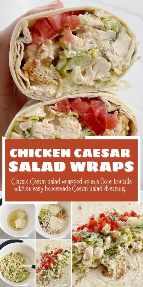 Homemade Caesar Salad, Chicken Caesar Salad Wraps, Caesar Salad Wrap, Caesar Salad Dressing Recipe, Homemade Caesar Salad Dressing, Homemade Caesar, Chicken Wrap Recipes, Classic Caesar Salad, Classic Salad