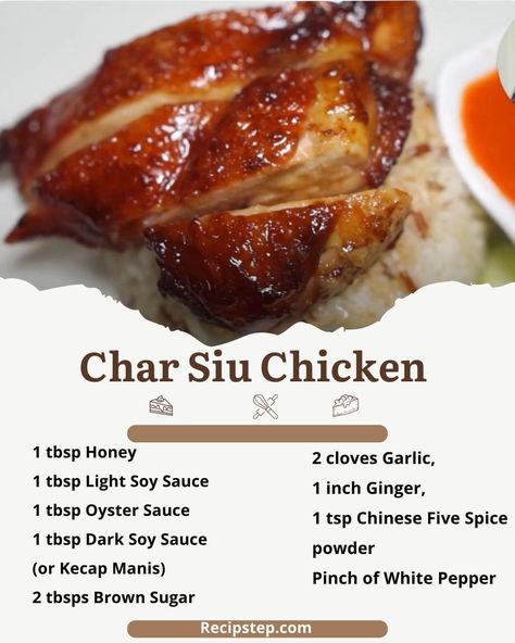 Chicken Char Siu, Char Siu Chicken, Homemade Chinese Food, Kecap Manis, Homemade Cookbook, Chinese Cooking Recipes, Garlic Noodles, Char Siu, Chinese Cooking