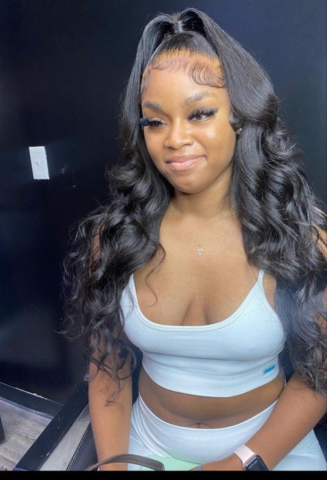 Body Wave Half Up Half Down Frontal, Half Up Half Down Weave Straight, Half Up Half Down Hair Frontals, Half Up Half Down Hair Body Wave, Up Half Down Hairstyles Weave, Half Up Half Down Lace, Half Up Half Down Quick Weave, Gel Nails Spring, Sleek Ponytail Hairstyles