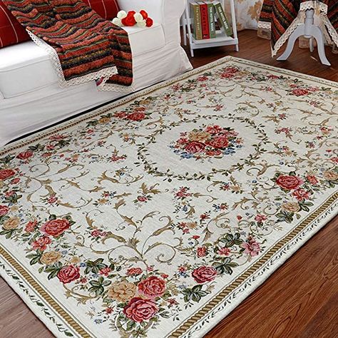 Amazon.com: Ukeler Vintage Traditional & Modern Rugs Home Decor Collection Floral Design Large Carpet (47.2''x71'', Rural Flower) Elegant Traditional Bedroom, Floral Rugs, Floor Rugs Bedroom, Living Room Mats, Country Rose, Washable Bathroom Rugs, Shabby Style, Traditional Bedroom, Floral Area Rugs