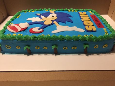 Sonic Sheet Cake Ideas, Sonic The Hedgehog Sheet Cake, Sonic Sheet Cake, Simple Sonic Cake, Sonic The Hedgehog Birthday Party Cake, Super Sonic Cake, Sonic The Hedgehog Birthday Cake, Pastel Sonic, Super Sonic The Hedgehog