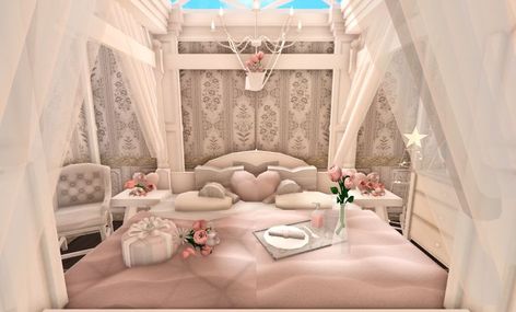 made by me #pink #bloxburg #aesthetic #coquette #blush #bloxburgidea #bloxburgbuild Bloxburg Coquette Bedroom, Bloxburg Coquette, Hicks Und Astrid, Coquette Bedroom, Blocksburg Room Ideas￼, House Plans With Pictures, House Decorating Ideas Apartments, Small House Layout, Simple Bedroom Design