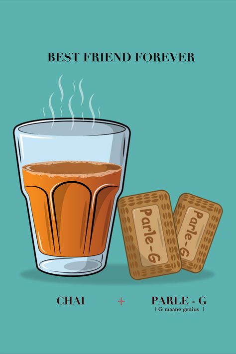 Chai & Parle-G vector illustration Chai Art Painting, Masala Chai Illustration, Vector Stickers Illustrations, Chai Art Illustration, Chai Wallpaper Aesthetic, Chai Cartoon, Chai Doodle Art, Chai Sketch, Chai Illustration Indian