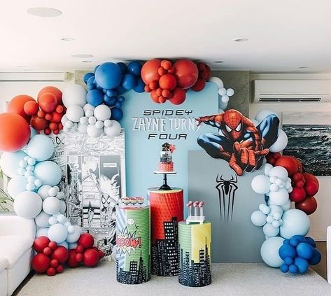 Swing into action with an unforgettable Spider-Man themed birthday party! 🕷️🕸️ From epic balloon arches to web-slinging decor, we’ll transform your space into a superhero’s dream. Whether it’s climbing walls or saving the day, this party will be packed with action, adventure, and fun for all! Let’s make your little hero’s birthday a Marvel-ous experience! 💥🎉 #SpiderManParty #SuperheroBirthday #SpiderManDecor #BirthdayDecor #BalloonDecor #SpiderManTheme #MarvelParty #SuperheroDecor #KidsBirth... Spidey And Friends Balloon Garland, Superhero Balloons, Spiderman Birthday Party Decorations, Spiderman Decorations, Marvel Party, Birthday Theme Decoration, Climbing Walls, Spiderman Theme, Spiderman Birthday Party