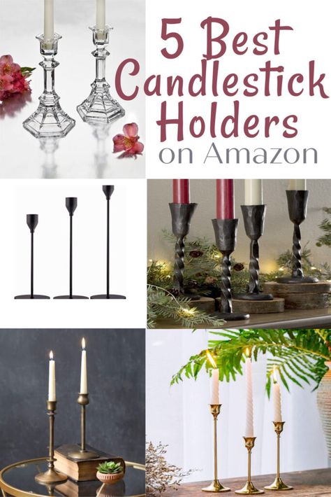 5 Best Candlestick Holders on Amazon - LightLady Studio Mix And Match Candle Holders, Amazon Candle Sticks, Candle Taper Holder, Candlestick Holder Centerpieces, Candlestick Centerpiece Dining Room, Dining Table Candlesticks, Decorate With Candlesticks, Candlestick Holders Decor, Decorating With Candle Holders