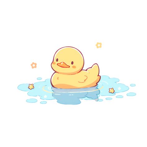 Cute Kawaii Yellow Rubber Duck Swimming Sticker Draw Sea Animals, Draw Sea, Duck Swimming, Yellow Rubber Duck, Duck Illustration, Duck Drawing, Duck Wallpaper, Cute Ducklings, Duck Cartoon