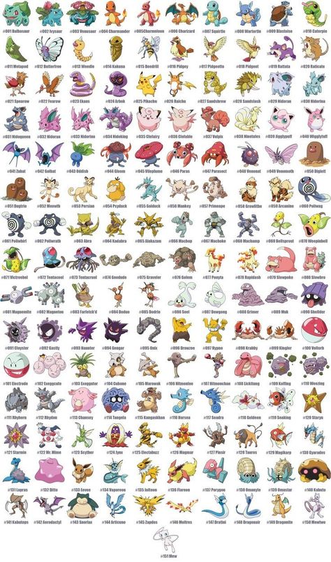 All 151 Pokemon, Pokemon Characters Names, Original 151 Pokemon, Rayquaza Pokemon, Original 151, Pokemon Advanced, 3d Pokemon, Pokemon Names, 150 Pokemon