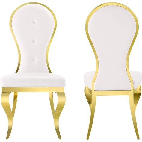 Luxury Faux Leather Dining Room Chairs with Polished Gold Cabriole Legs - On Sale - Bed Bath & Beyond - 39010701 Leather Dining Room Chairs, Cabriole Legs, Leather Dining, Modern Dining Chairs, Furniture Outlet Stores, Room Chairs, Online Furniture Stores, Dining Experience, Modern Dining