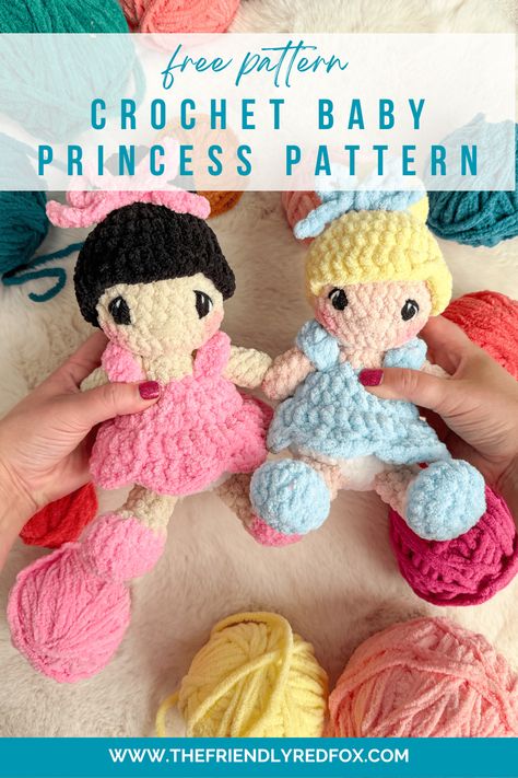 This free baby princess crochet pattern amigurumi pattern makes a squishy plush pal! This works up quickly with plush yarn. Princess Crochet Pattern, Toys Quotes, Princess Pattern, Crochet Princess, Blanket Design, Crochet Toys Free, Crochet Baby Toys, Crochet Cow, Crochet Animals Free Patterns