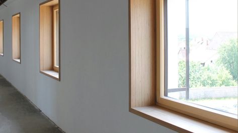 Kerfed Windows, Oak Window Trim, Wooden Window Trim, Wood Trim Windows, Window Architrave, Modern Window Trim, Wood Window Trim, Scandinavian Window, Window Jamb