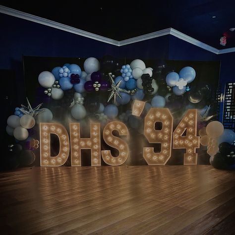 Reunited and it feels so good. Class of 1994 forever! ✨ Thank you so much to Depew High School for having me for their class of 1994 reunion! 💡 letters & numbers : @alphalitbuffalo . . . . . . #balloons #balloongarland #balloondecoration #balloonartist #buffaloballoons #wnyballoons #wnypartydecorators #716balloons Party Balloons Reunion Decorations Buffalo Alumni Party Decorations, Class Of 1994 Reunion, Highschool Reunion Decorations, Class Reunion Decor, High School Reunion Decor, Class Reunion Decoration Ideas, Highschool Reunion Ideas, High School Reunion Decorating Ideas, High School Reunion Games