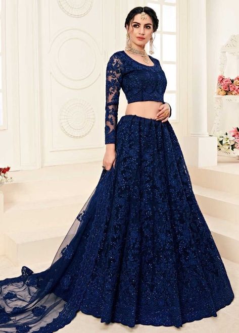 Royal Navy Blue Party Wear Lehenga Choli | Etsy