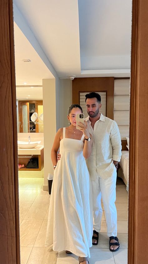 All White Wedding Guest Outfit Men, Black Man Linen Outfit, Mens Bridal Shower Outfit, All White Yacht Party Outfit Men, White Dress Shirts For Men, Couple Linen Outfit, All White Party Men Outfit, Linen Couple Outfit, Men’s White Linen Outfit