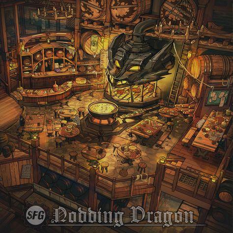 Fantasy Inn, Fantasy Tavern, Interior Concept Art, Dnd Dragons, Rpg Map, Big Big, Interior Design Concepts, Dnd Art, Dungeons And Dragons Homebrew