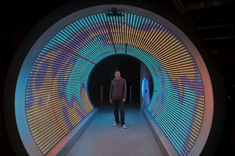 Led Tunnel Entrance, Space Tunnel, Tunnel Design, Led Installation, Experiential Art, Event Entrance, Futuristic Space, Light Tunnel, Art Galleries Design