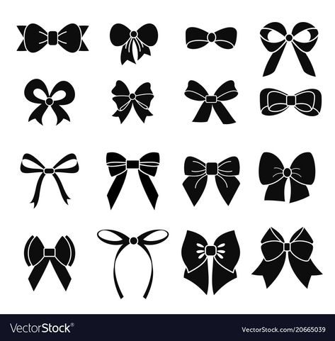 Types Of Bows, Bow Vector, Bow Tattoo, Silhouette Images, Decorative Bows, Bow Set, White Bow, Seamless Pattern Vector, Tattoo Images