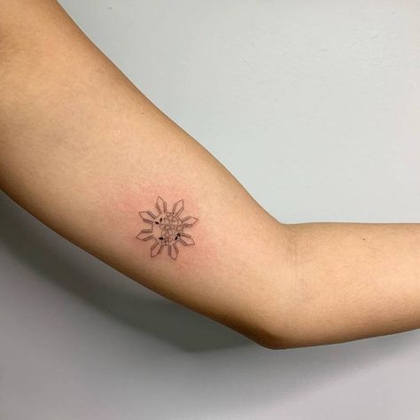 Sampaguita Tattoo, Filipino Sun Tattoo, Philippines Nature, Filipino Sun, Island Tattoo, Filipino Tattoos, Small Pretty Tattoos, Sun Tattoos, Full Body Tattoo