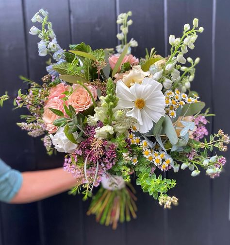 Annabel’s Instagram profile post: “Wild whimsical seasonal bridal bouquet for Emily. Mixture of gorgeous local flowers from @blodaugwaun, some from my garden and some from a…” Fairy Flowers Bouquet, Whimsical Garden Bouquet, Bridal Bouquet Garden Style, Whimsical Bouquet Bridal, Whimsy Bouquet, Whimsical Bridal Bouquet, Whimsical Wedding Bouquet, Garden Style Bouquet, Whimsical Wedding Flowers