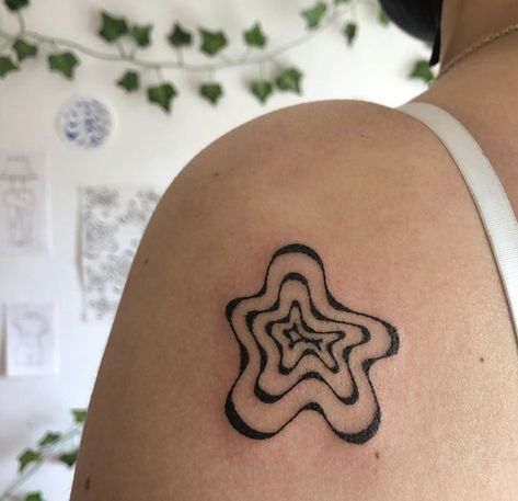 Random Tattoo Designs, Tattoos For Alcoholics, 1144 Tattoo, Spiral Arm Tattoo, Leg Tattoos Easy, Big Star Tattoo, Color Block Tattoo, Ween Tattoo, Abstract Star Tattoo