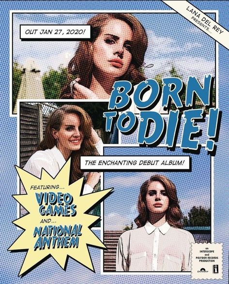 Lana Del Rey Art, Lana Del Rey Songs, Comic Poster, Arte Van Gogh, Music Poster Design, Dorm Posters, Poster Room, Brooklyn Baby, I'm With The Band