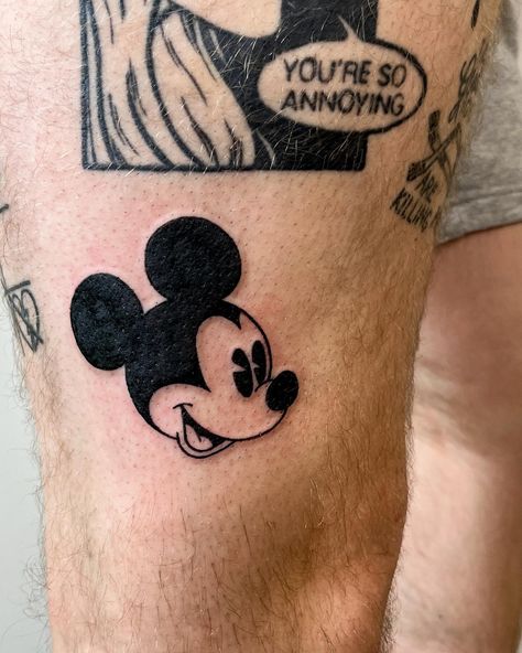 Mickey Mouse Disney tattoo The Incredibles Tattoo, Mickey Mouse Tattoo Ideas, Solid Tattoo, All Cartoons, The Simpsons Characters, Mickey Tattoo, Mouse Tattoo, Mickey Mouse Tattoo, Mouse Tattoos