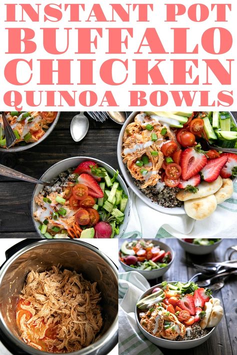 Buffalo Chicken Quinoa, Chicken Quinoa Bowl, Instant Pot Buffalo Chicken, Homemade Mozzarella Sticks, Vegan Banana Pancakes, Quinoa Bowls, Cheesy Breadsticks, Baked Chicken Tacos, Chicken Taco Recipes