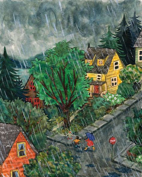 Celebrate Each New Day, Magical Illustration, Phoebe Wahl, Arte Folk, Holly Hobbie, Heavy Rain, Naive Art, A Rainy Day, Henri Matisse