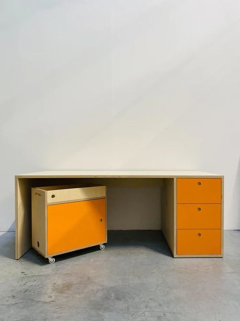 Gallery Plywood Desk Design, Plywood Office Furniture, Plywood Workspace, Plywood Office Desk, Plywood Office, Denmark House, Office Desk With Drawers, Office Upgrade, Plywood Diy