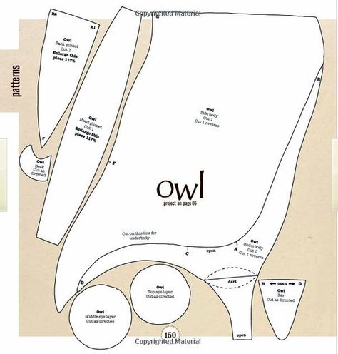 the artful bird: doch_morayka — LiveJournal Owl Sewing Patterns, Owl Sewing, Bird Template, Ann Wood, Owl Pattern, Animal Sewing Patterns, Textile Sculpture, Bird Crafts, Owl Patterns