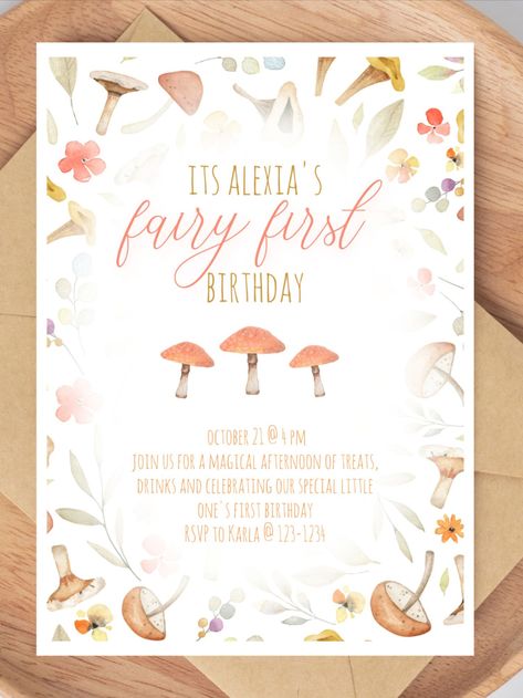 mushrooms fairy first birthday woodland birthday themes fall first birthday themes for girls Fairy First Birthday Party Invitations, November Baby Birthday Ideas, First Birthday Themes September, First Birthday Girl September, Fairy First Birthday Invitations, First Birthday Girl November, September First Birthday Girl, April First Birthday Theme, 1st Birthday Girl Fall Theme