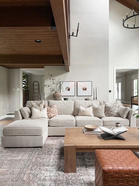 Family Room Sectional Details - lauren ashley hansen - home, lifestyle Sofa Chaise Living Room Ideas, Sectional With Chaise Living Room Layout, Chaise Sectional Living Room Layout, Sactional Lovesac, Lovesac Sactional Living Rooms, Love Sac Sectional, Lovesac Sectional, Sectional Sofa Decor, Sectional Ideas