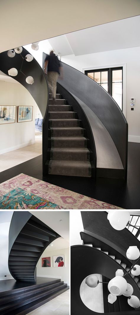 Slide Next To Stairs, Ideas For Staircase, Round Staircase, Staircase Slide, Circular Staircase, Luigi Rosselli, Round Stairs, Steel Staircase, Staircase Design Ideas