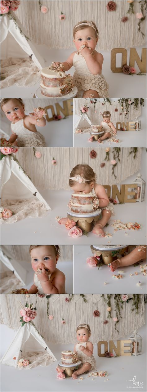 Boho Birthday Shoot, Boho Cake Smash Photography, Wild One Boho 1st Birthday Girl, Onederful Photo Shoot, Boho Smash Cake Photoshoot, 1st Birthday Girl Cake Smash, Boho Wild One First Birthday Girl, Wild One Birthday Party Girls Diy Boho, 1st Birthday Boho Theme Girl