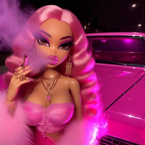 Pink for the Baddies 💅🏽💗 + Fashion Inspo | IF IT AIN’T PINK IT AIN’T RIGHT | Facebook Baddie Cartoon Aesthetic Pfp, Baddie Pfp Pink, Cute Imvu Baddies, Black Bratz Doll, Outfit Botas, Brat Doll, Bad Barbie, Doll Aesthetic, Long Hair Updo