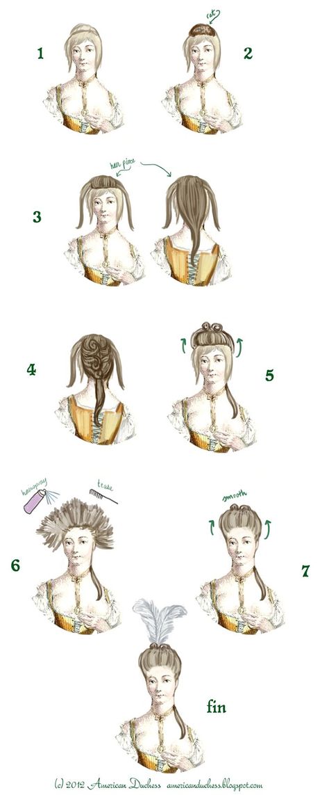 V54: How To Create A Simple 18th Century Pouf ~ American Duchess 18th Century Makeup, Marie Antoinette Hairstyle, Rococo Hairstyles, 1700s Hair, Marie Antoinette Hair, 18th Century Hairstyles, 18th Century Hair, 18th Century Wigs, Historical Hairstyles