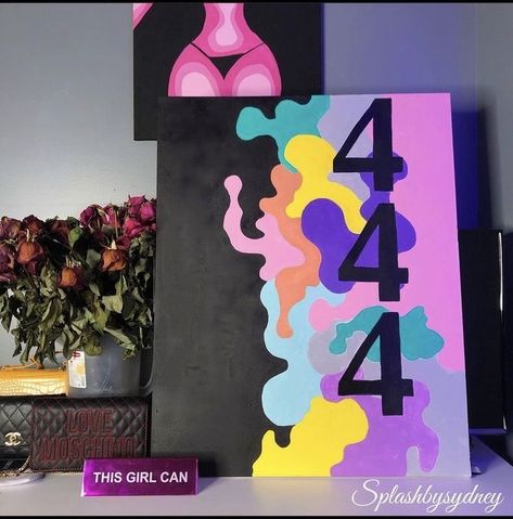 Self Love Canvas Painting Ideas, Art On Canvas Aesthetic, Affirmation Canvas Painting, Painting Ideas Easy Simple Love, Graphic Canvas Paintings, 222 Painting Ideas, 444 Canvas Painting, 444 Painting Ideas On Canvas, Yk2 Painting