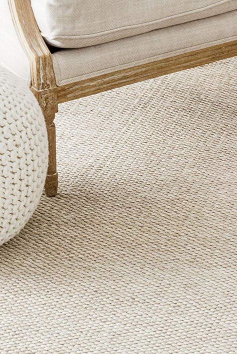 Beige Rug Living Room, Woven Rug Living Room, Solid Rug, Beige Rugs, Stick Family, Floor Designs, Textured Carpet, Shore House, Beige Bedroom