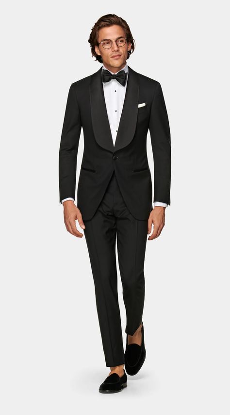 Tuxedo With Loafers Men, Tuxedo Outfits Men, Designer Tuxedo Men Grooms, Black Tuxedo For Men, Grooms Poses, Tuxedo Ideas, All Black Tuxedo, Men Suits Prom, Suit For Groom