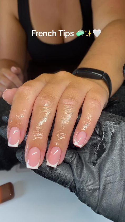 Short French Tip Nails, Overlay Nails, Gel Nails French, French Tip Acrylic Nails, French Acrylic Nails, Work Nails, Casual Nails, Short Square Acrylic Nails, Her Nails