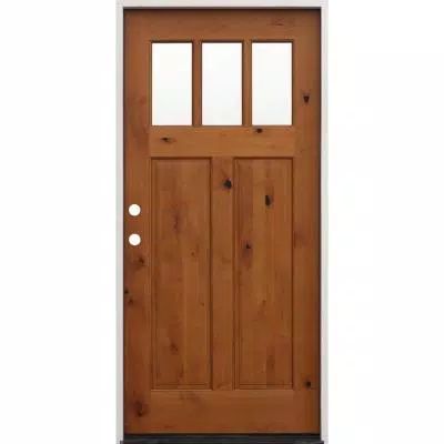 36 in. x 80 in. Golden Right-Hand Inswing 2-Panel 3-Lite Clear Insulated Glass Alder Prehung Prefinished Entry Door Solid Wood Front Door, Craftsman Door, Stained Doors, Wood Entry Doors, Wood Front Doors, Exterior Front Doors, Front Entry Doors, Solid Core, Glass Front Door