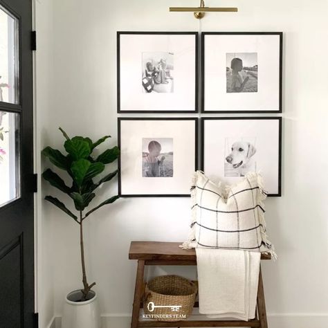 Just a little gallery wall inspiration for your feed today! How do you feel about gallery walls in the home? Our take on it: we LOVE them!! They can add such a personal and sleek look to a home. Would you put a gallery wall in your home? If so, where? Comment your answer(s) below! Narrow Bench, Arrow Board, Bench For Entryway, Apartment Entryway, Cheap Wall Decor, Rustic Entryway, Entryway Bench Storage, Entryway Wall Decor, Small Entryways