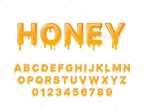 Honey Font Honey Font, Melting Design, Design Alphabet, Capital Letters, Letters And Numbers, Graphic Design Art, Art Illustration, Syrup, Design Art