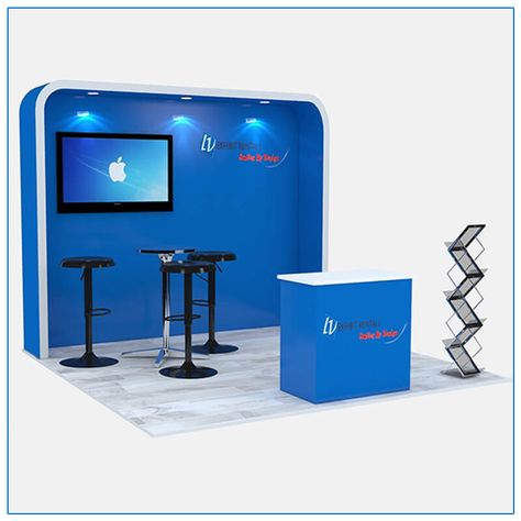 This truly turnkey 10×10 custom trade show booth rental package boasts curved accents in a stylish design that allows the ability to vividly showcase your brand. Specializing in turnkey custom trade show booth rentals, we would love the opportunity to earn your business. This trade show booth can be customized to fit your needs. Contact us for more information at rental@lvexhibitrentals.com. #10x10tradeshowboothideas, #tradeshowbooth, #10x10tradeshowbooth Tradeshow Booth Design 10x10, Tradeshow Booth Design, Exhibition Stall Design, Stall Design, Trade Show Booth, Trade Show Exhibit, Trade Show Booth Design, Meeting Space, Exhibition Stall