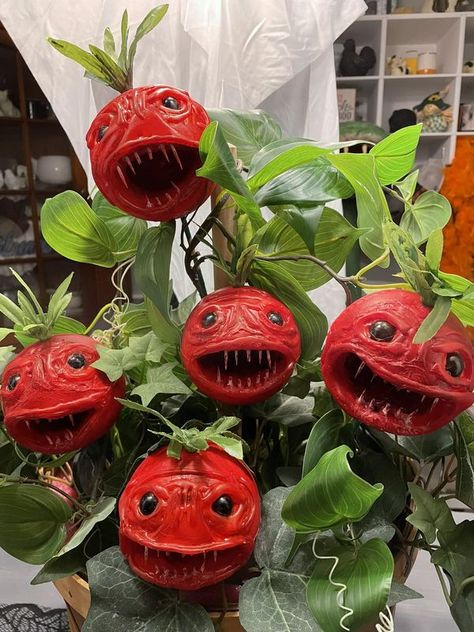 Halloween decorations on a budget/DIY | My first attempt at making Killer Tomatoes loved how they turned out 🙂 | Facebook Halloween Decorations On A Budget, Decorations On A Budget, Budget Diy, Diy Halloween Decorations, Holidays Halloween, Vintage Halloween, Halloween Diy, On A Budget, Tomatoes